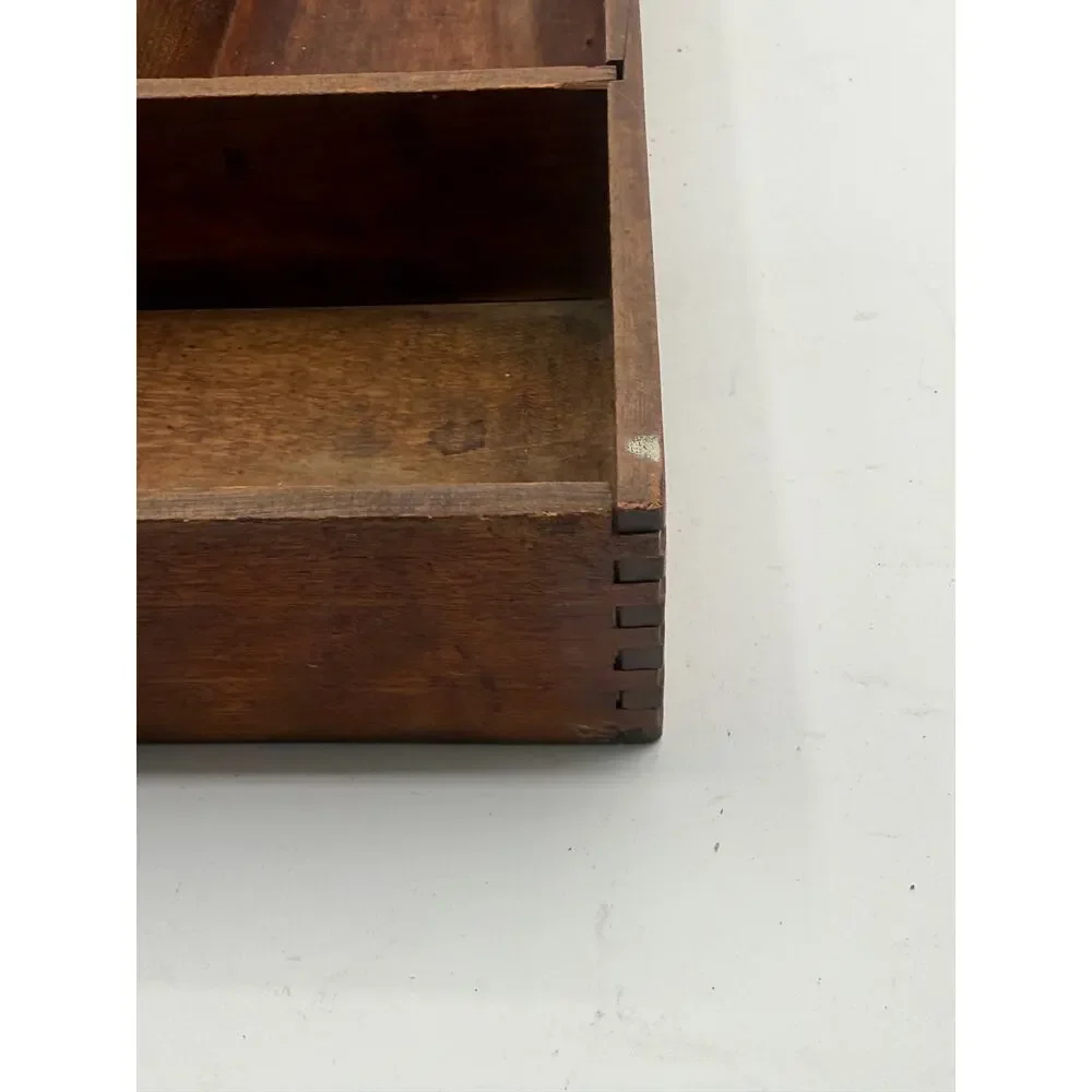 Vintage Rustic Wooden Desk Organizer Tray - 15” Long by 9” Wide